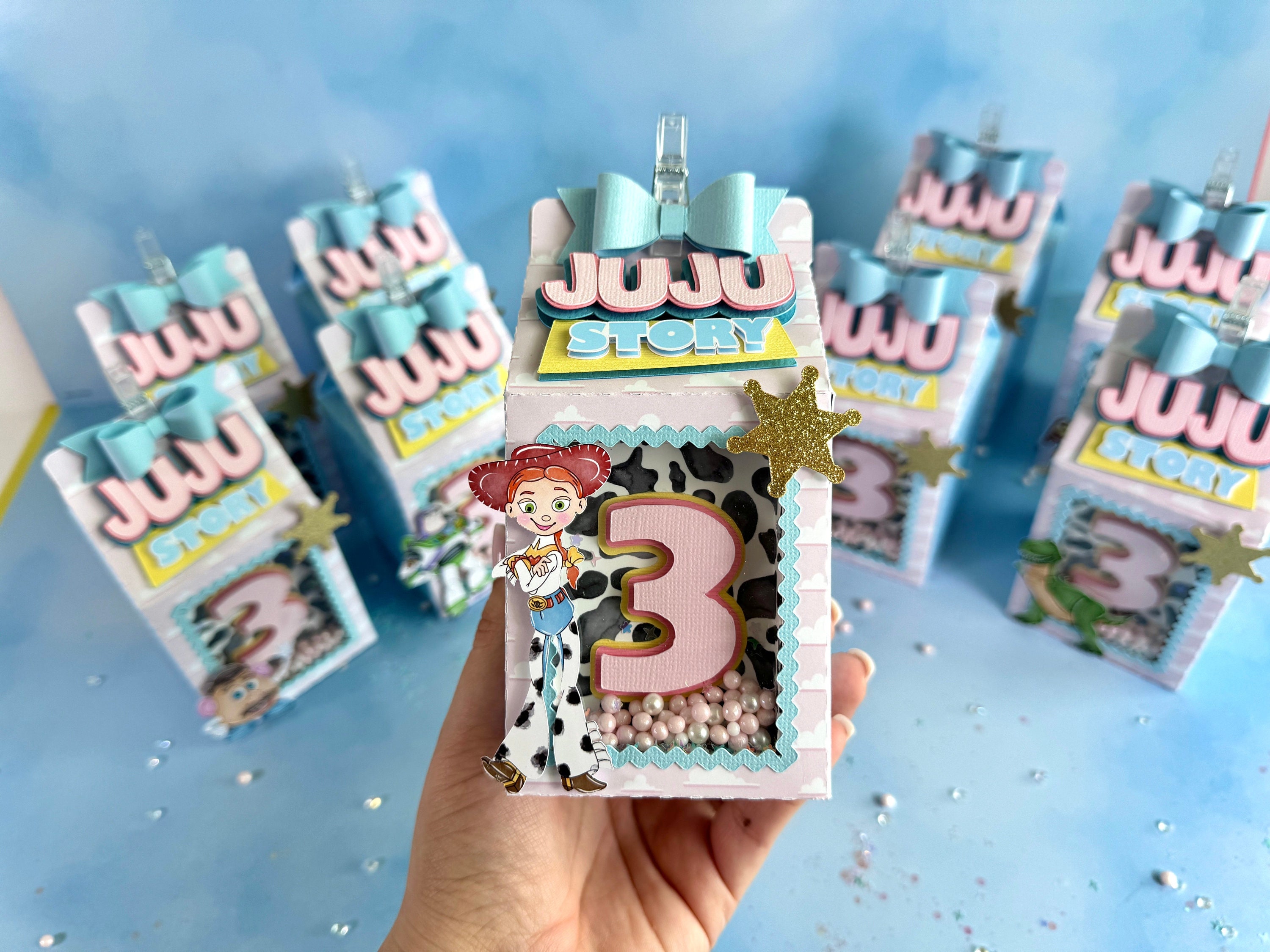 Girly Toy Story Favor Boxes Jessie Woody Buzz Lightyear Milk Box Party Decor Birthday Party Pastel Pink Gable Box