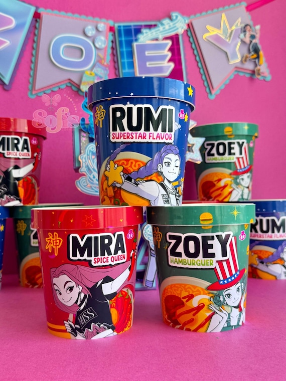 Ramen Favor Cups, Kpop Demon Hunters Party Decor, Saja Boys