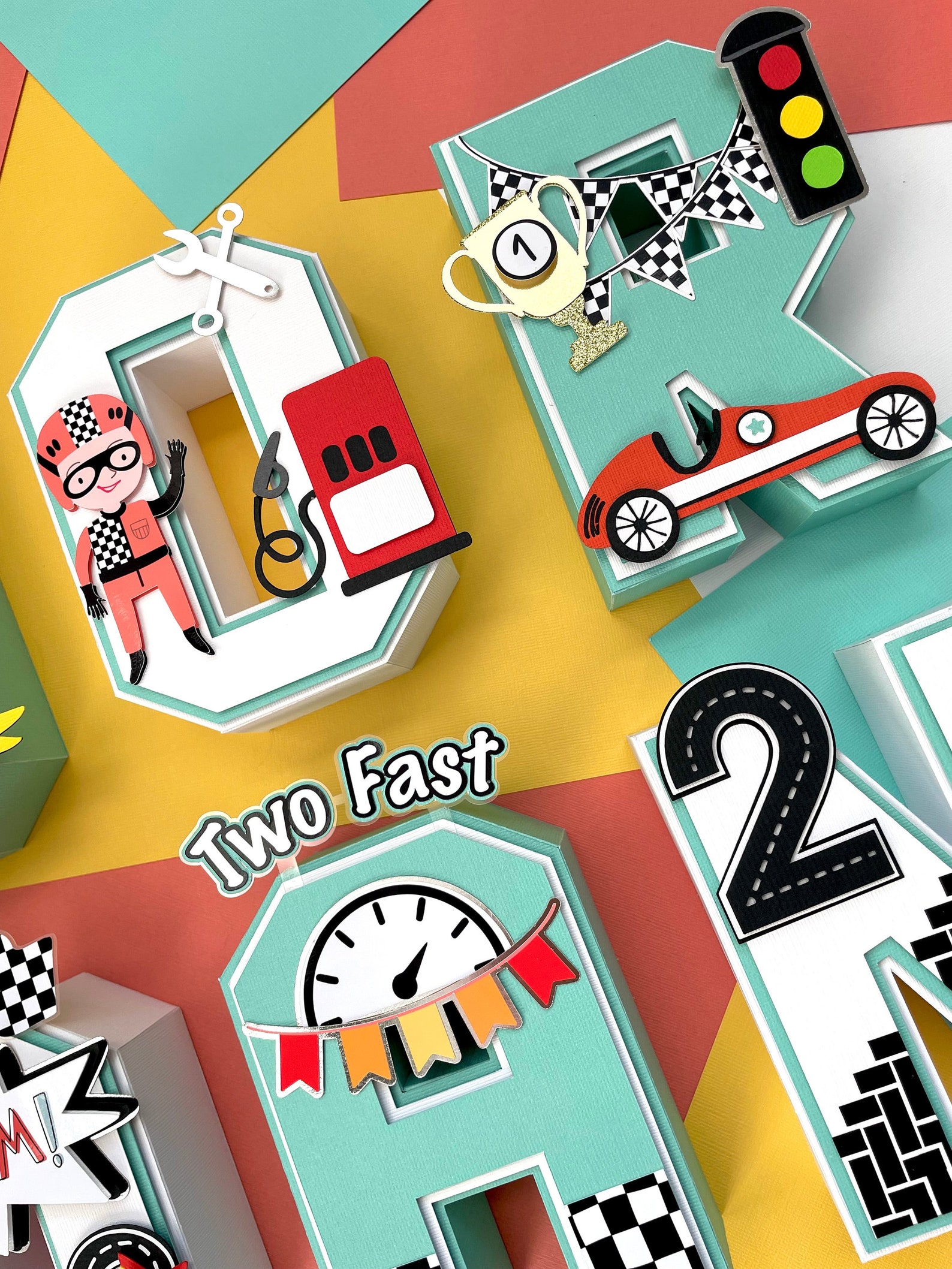 Two Fast Letters TWO FAST 3D Letters Vintage Race Car Party Table Decor - Etsy