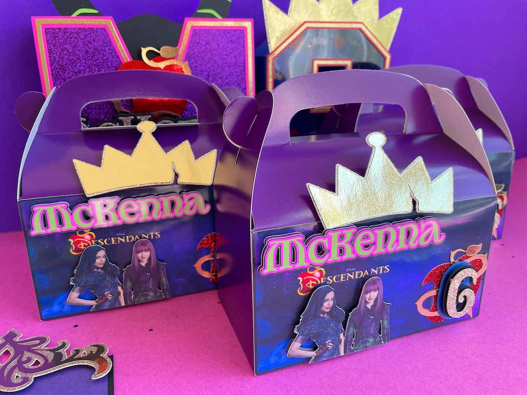 Descendants Favor Boxes Mal & Evie Party Decor Villains Gable Box