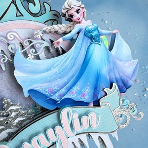 Frozen Elsa Cake Topper W/ Confetti & LED Lights Frozen Anna Elsa Olaf ...