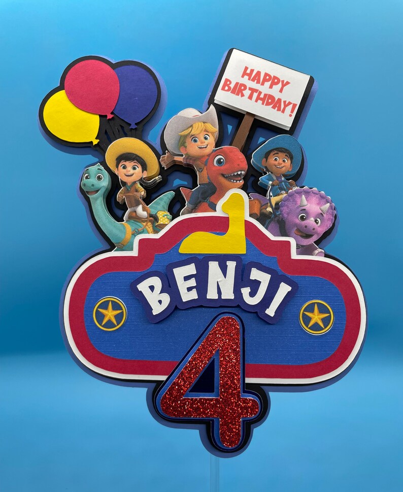 Topper de pastel inspirado en Dino Ranch Topper de cumpleaños Etsy México