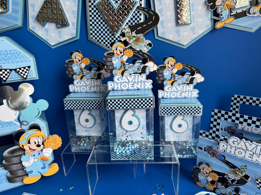 Mickey Mouse Numbers Racers Mickey & the Roadster Racers Favor Boxes Two Fast Candy Box Fast One ...