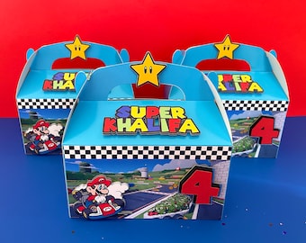 Mario Kart Favor Boxes Super Mario Bros Gable Box Mario Luigi Bowser Peach Birthday Party Decor
