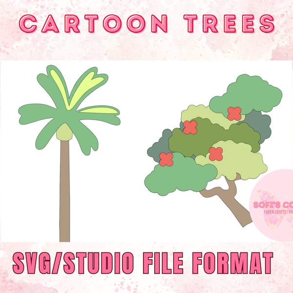 Arbres de dessins animés SVG/fichier studio (arbre d'intérieur et palmier)