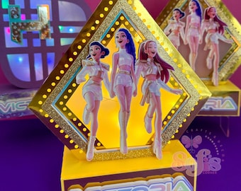 KPop Centerpiece, Demon Hunters Party Decor, Huntrix Birthday Party, Golden Light Up Candy Bar Decor