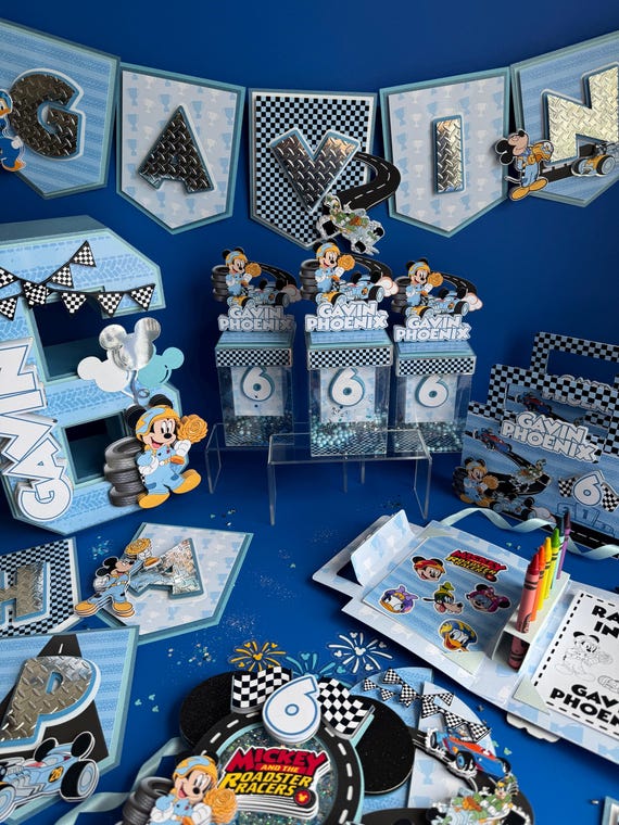 Mickey & The Roadster Racers 3D Number Two Fast Birthday Party Decor Fast One Race Car Theme