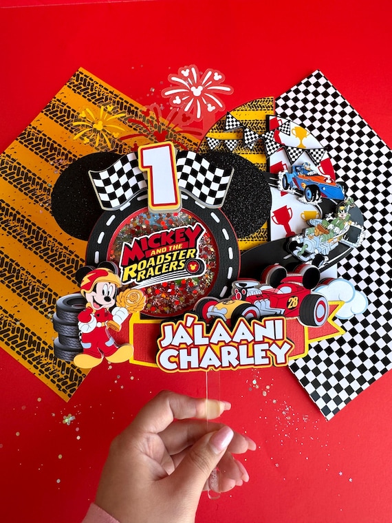 Mickey & The Roadster Racers Cake Topper Two Fast Party Decor Fast One Race Car Themed First Birthday Mickey Mouse Decor