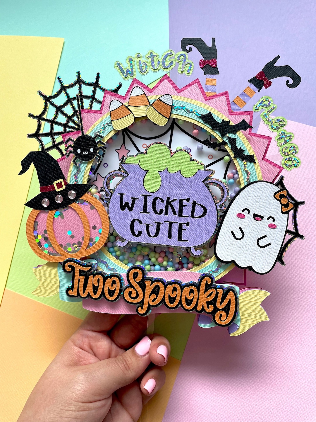 Two Spooky Cake Topper W/ Confetti & LED Lights Etsy