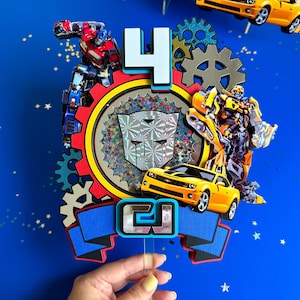 Transformers Cake Topper w/ LED Lights BumbleBee Birthday Party Decor Optimus Prime Themed