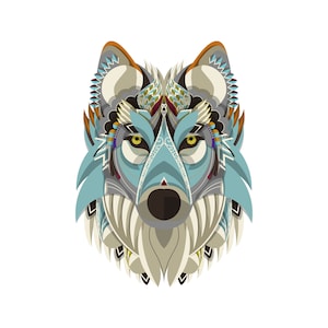 Floral Wolf SVG: Wolf Head Clipart, Shirt Design (PNG, PDF)