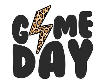Leopard med blixt i matchdags-PNG: Design för nödställda sporter (digital nedladdning)