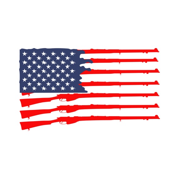 銃 ライフル アメリカ国旗 SVG、デジタルダウンロード Cricut カット