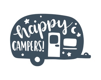 Happy Camper caravan SVG: Adventure Camping Life Design.  caravan (Digital Files)