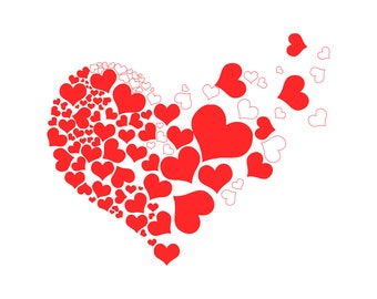 Hand Drawn Red Hearts SVG: Valentine's Day Cricut File (Digital Download)