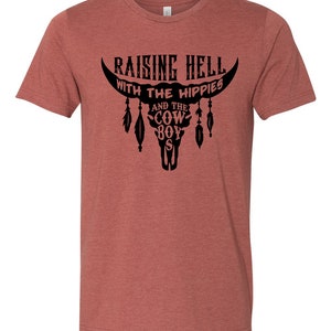 RTS Raising hell with the hippies & the cowboys BLACK screen print TRANSFER