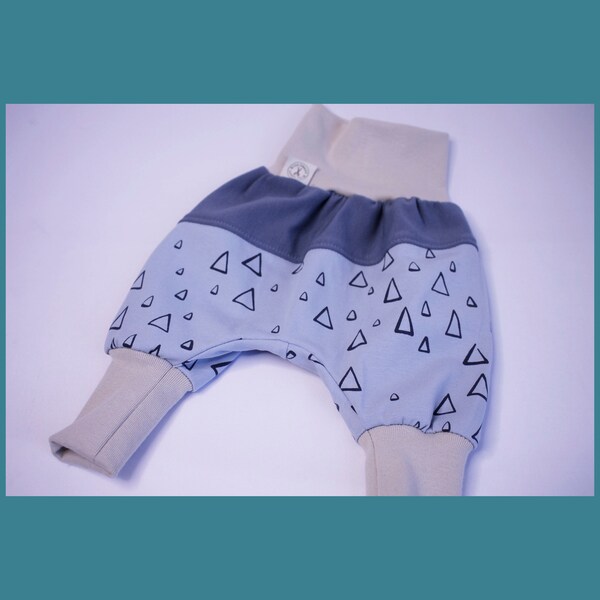 Pump pants with triangles Jersey / Mitwwaxhose - in blue/beige - Baby Pumphose - Gr.52 - 60 Children Baby Pants