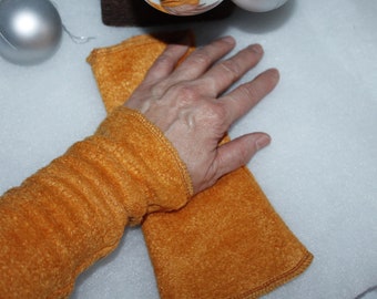 Mustard Yellow Arm Warmers - Sleeve Extension - Polar Fleece