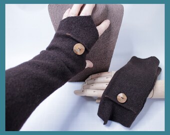 Brown arm warmers - Walkloden - Biesen - Button