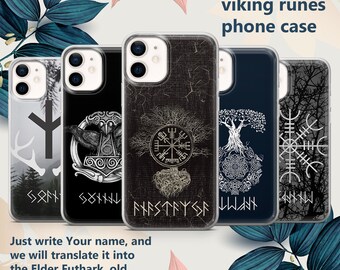 Viking telefoonhoesje Nord runes cover geschikt voor iPhone 15 Pro Max, 14 Plus, 13, 12, 11, XR, XS & Samsung S24, S23, A15, A53, Pixel 8, 7