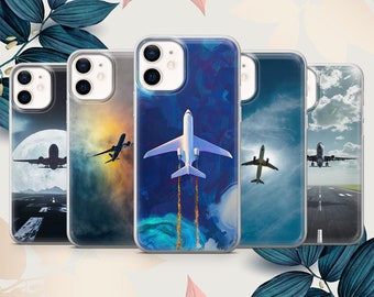 Plane phone case aviation cover fit for iPhone 15 Pro Max, 14 Plus, 13, 12, 11, XR, XS & Samsung S24, S23, A15, A53, Pixel 8, 7