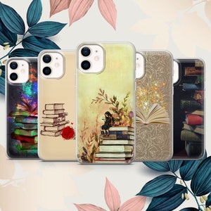 Books phone case Bookshelf cover fit for iPhone 15 Pro Max, 14 Plus, 13, 12, 11, XR, XS & Samsung S24, S23, A15, A53, Pixel 8, 7