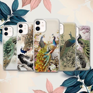 Peacock phone case Asian art cover fit for iPhone 15 Pro Max, 14 Plus, 13, 12, 11, XR, XS & Samsung S24, S23, A15, A53, Pixel 8, 7