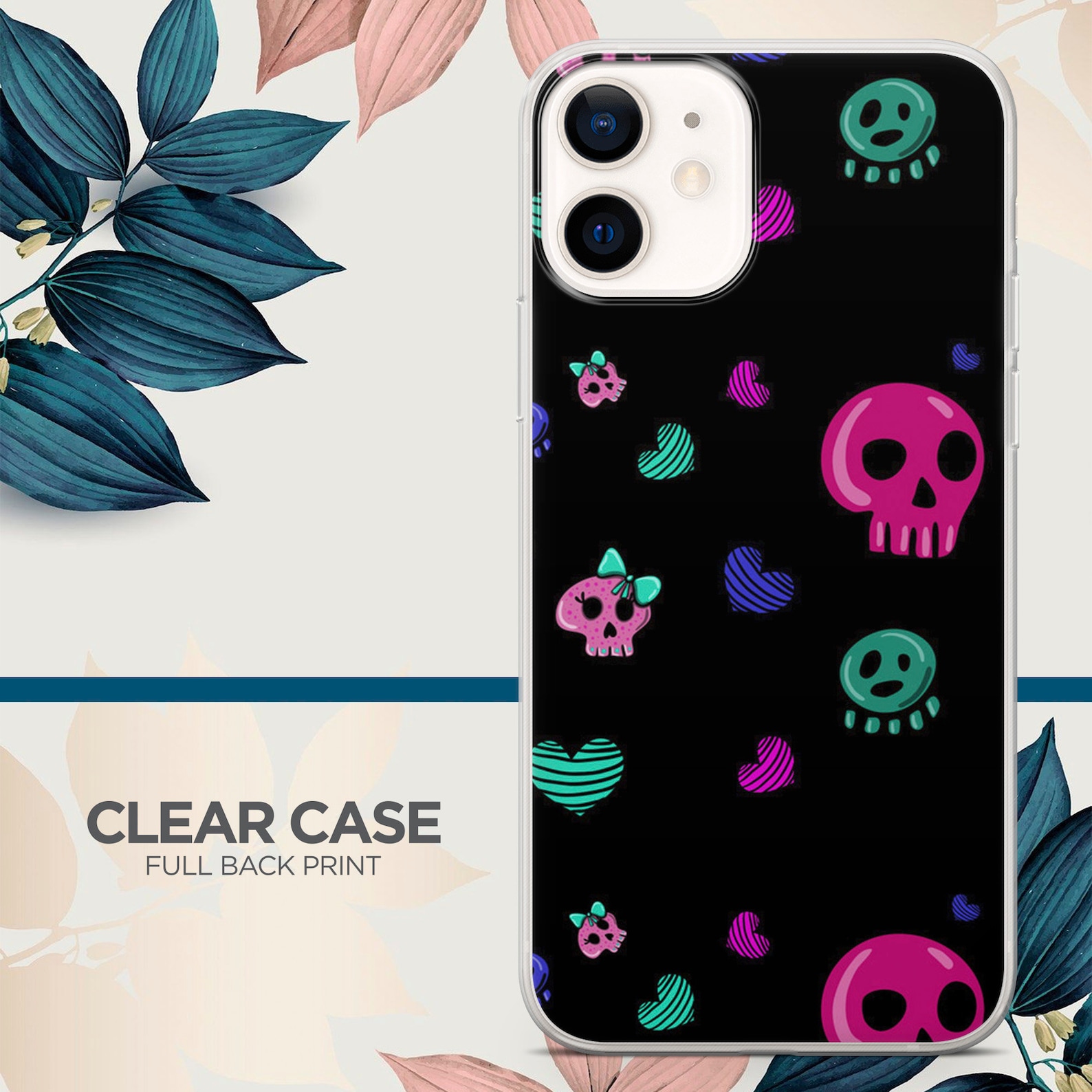 Emo skulls pattern phone case fit for iPhone 12 8 XS XR Etsy