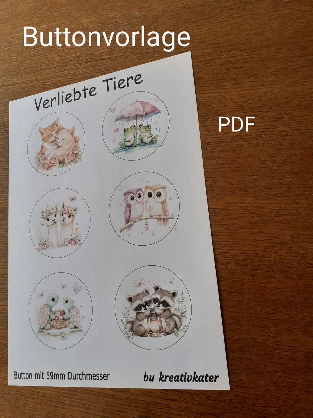 Button Template Animals in Love Digital for Printing - Etsy