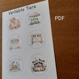 Button template animals in love digital for printing