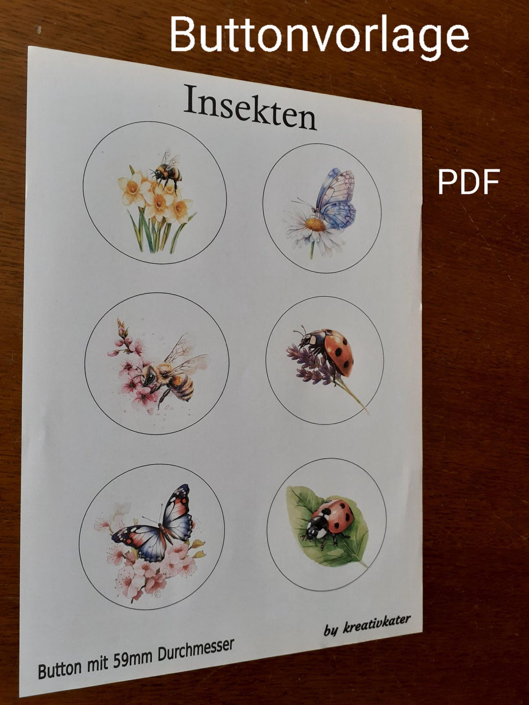 Button Template Insects Digital for Printing - Etsy