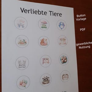 Button templates in love with animals 25 mm for printing PDF plus commercial use