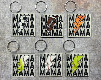Sports Mama Keychain | Multiple Sports | Soccer, Football, Basketball, Baseball, Softball