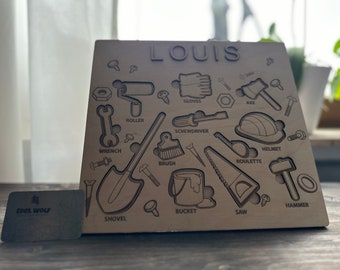Wooden puzzle for children, customizable, children's puzzle, multilingual, 13 different designs, wooden toy, gift for 1st birthday, child