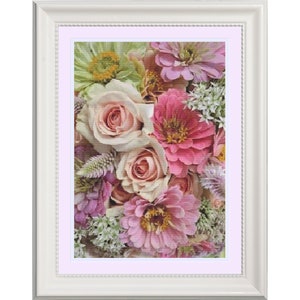 Floral Bouquet , Closeup, Full Coverage,  Counted Cross Stitch Pattern, Pastel Flowers, Vintage,  Floral, PDF, Instant Download, Wall Decor