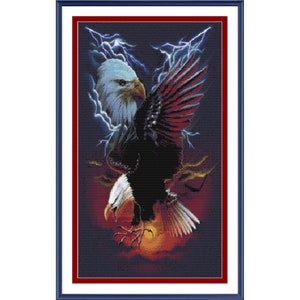 American Eagle Cross Stitch Pattern, Patriotic Cross Stitch Pattern,  Full Coverage Counted Cross Stitch, Embroidery, PDF Instant Download