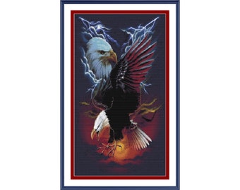 American Eagle Cross Stitch Pattern, Patriotic Cross Stitch Pattern,  Full Coverage Counted Cross Stitch, Embroidery, PDF Instant Download