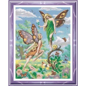 Butterfly Fairies Cross Stitch Pattern, Garden Cross Stitch, Full Coverage Cross Stitch, Butterfly Pattern, PDF Instant Download