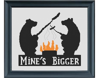 Campfire Bears Cross Stitch Pattern, Camping Pattern, Funny Cross Stitch, Animal Wildlife Cross Stitch Pattern, PDF Download