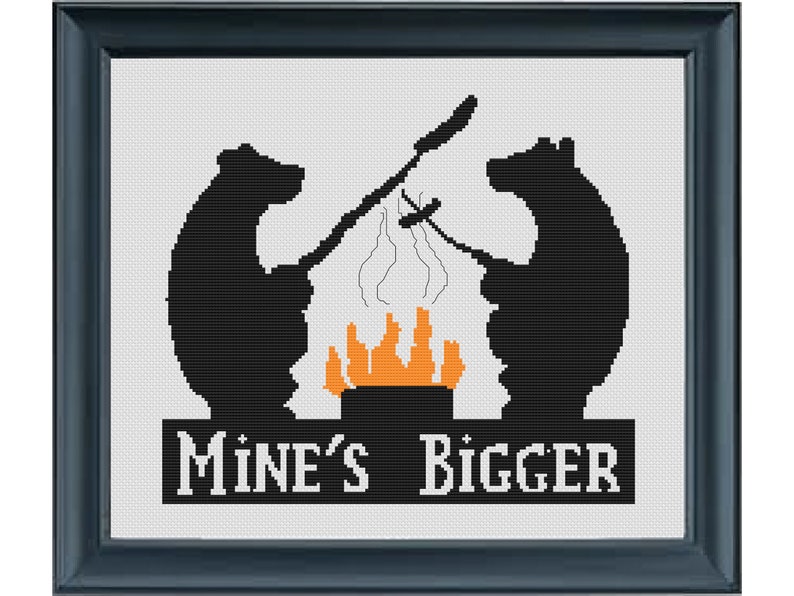 Campfire Bears Cross Stitch Pattern, Camping Pattern, Funny Cross Stitch, Animal Wildlife Cross Stitch Pattern, PDF Download image 1