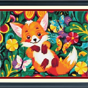 Fox and Floral Cross Stitch Pattern, Full Coverage Counted Cross Stitch Pattern, Zoo Pattern, PDF Instant Download