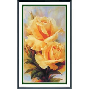 Yellow Roses,  Cross Stitch Pattern, Floral, , Full Coverage Counted Cross Stitch, Embroidery Pattern, PDF Instant Download