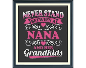 Counted Cross Stitch Full Coverage Pattern, Nana and Grandkids Cross Stitch Pattern,  Beginner Cross Stitch Pattern,  PDF Instant Download