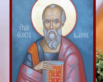 Saint John the Apostle, Orthodox Hand-Painted Icon, Greek Byzantine Iconography, Christian Wall Art