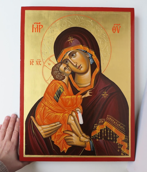 TABLEAU PORTRAIT VIERGE Marie peinture art religieux huile sur toile