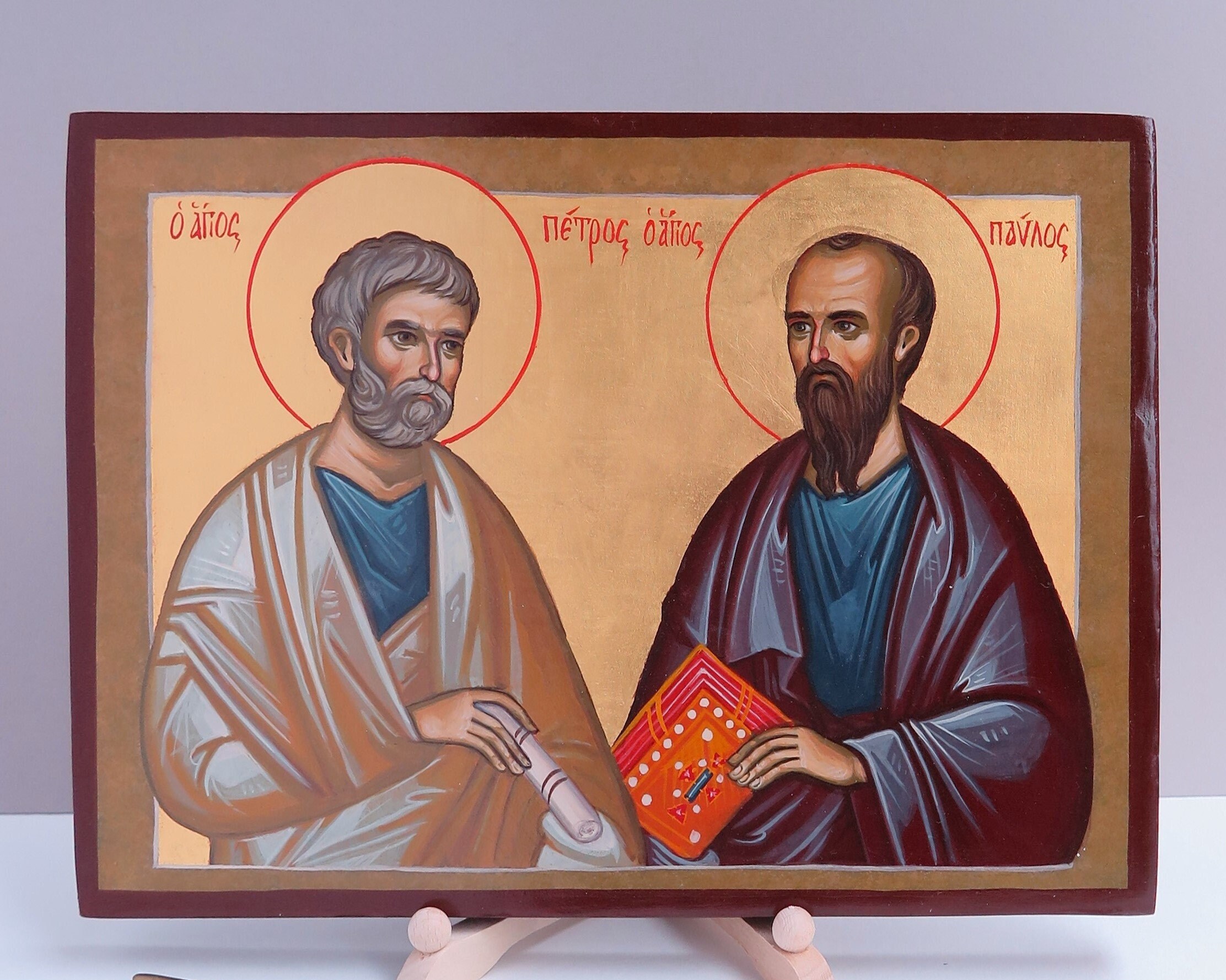 San Pedro y San Pablo Apóstoles, Icono pintado a mano, San Pablo, San Pedro, Icono ortodoxo, Icono cristiano