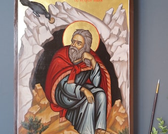 Holy Prophet Elijah, Hand Painted Orthodox Icon, Saint Elijah Icon, Byzantine Icon, Saint Elias, Egg Tempera on Wood