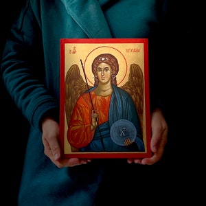 Archangel Michael Hand painted Icon, St Michael Icon, Iconography, Christian Icon, Byzantine Orthodox Icon, Religious gift