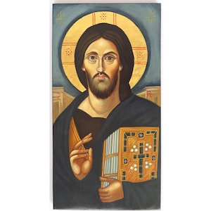 Christ Pantocrator from Sinai, Hand painted icon, Christian Orthodox icons, Byzantine icon, Christian Gift