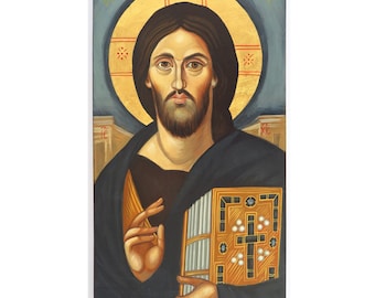 Cristo Pantocrator del Sinaí, icono pintado a mano, iconos cristianos ortodoxos, icono bizantino, regalo cristiano